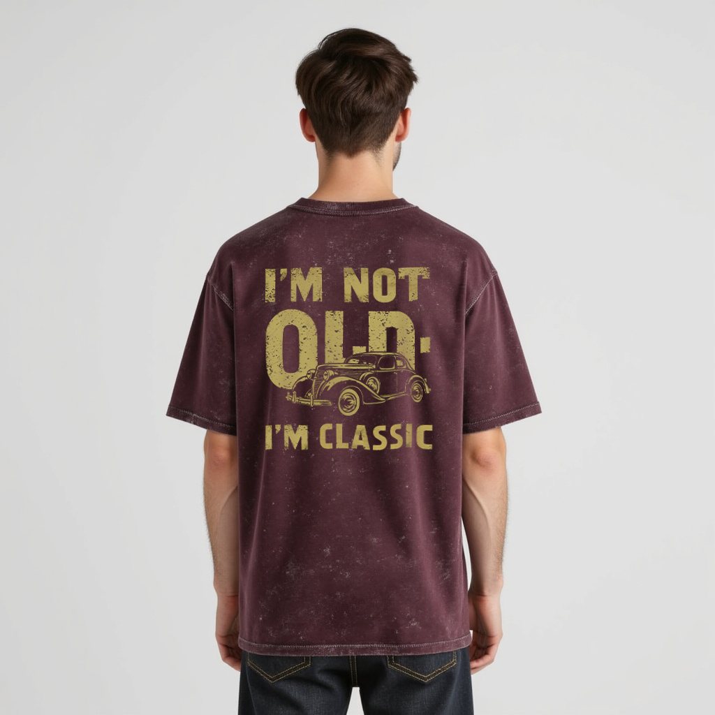 Acid Washed Classic Printed Oversized Tee 100%cotton for Men