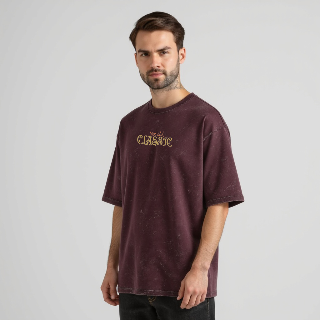 Acid Washed Classic Printed Oversized Tee 100%cotton for Men
