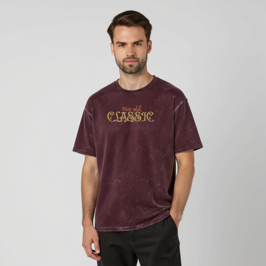 Acid Washed Classic Printed Oversized Tee 100%cotton for Men